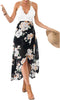 Blooming Jelly Women's Deep V Neck Sleeveless Summer Asymmetrical Floral Maxi Dress