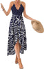 Blooming Jelly Women's Deep V Neck Sleeveless Summer Asymmetrical Floral Maxi Dress