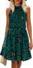 Women's Summer Dress Halter Neck Pleated Front Tie Waist Back Detail Ruffle Sun