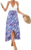 Blooming Jelly Women's Deep V Neck Sleeveless Summer Asymmetrical Floral Maxi Dress