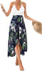 Blooming Jelly Women's Deep V Neck Sleeveless Summer Asymmetrical Floral Maxi Dress