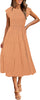 Women's Summer Short Sleeve Smocked Midi Dress Crewneck Swiss Dot Flowy Tiered Dresses