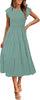 Women's Summer Short Sleeve Smocked Midi Dress Crewneck Swiss Dot Flowy Tiered Dresses