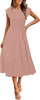 Women's Summer Short Sleeve Smocked Midi Dress Crewneck Swiss Dot Flowy Tiered Dresses