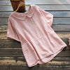 7788 Summer Women Blouse Japan Style Loose Peter Pan Collar Short Sleeve Tops Casual Pullover Shirts Women