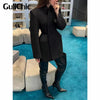 8.8 GuliChic Women Solid Color Long Sleeve Stand Collar Collect Waist Midi Blazer Blogger Same