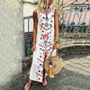 80% SALES!!! Boho Plus Size Summer Beach Floral Print Lady Split Sleeveless Kaftan Maxi Dress