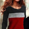 80% SALES！！！Women O Neck Long Sleeve Basic Blouse Tunic Color Block Waist Tight Mini Dress