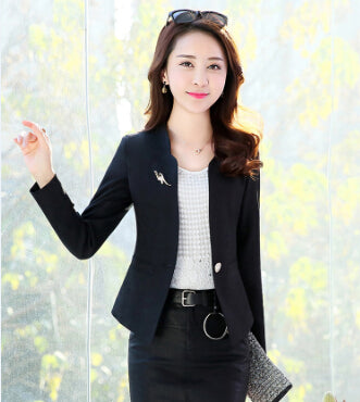 Spring Autumn New Fashion Women Blazer Casual One Button Small Suit Jacket Ladies Short Coats Tops Trend