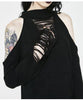 80s Long Emo Damage Hole Knit Sweaters Drop Shoulder Women Punk Hollow Out Pullover Jumpers Black Gothic Broken Harajuku Sweater