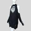 80s Long Emo Damage Hole Knit Sweaters Drop Shoulder Women Punk Hollow Out Pullover Jumpers Black Gothic Broken Harajuku Sweater