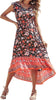 Women's Summer Maxi Dress Casual Floral V Neck Cap Sleeves Boho High Low Flowy Midi Long Sun Dresses
