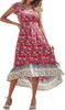 Women's Summer Maxi Dress Casual Floral V Neck Cap Sleeves Boho High Low Flowy Midi Long Sun Dresses