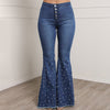 861 Jeans Women 2022 Summer Casual Unique Embroidered Flares Elastic Denim Pants Female Streetwear Button Trousers