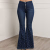 861 Jeans Women 2022 Summer Casual Unique Embroidered Flares Elastic Denim Pants Female Streetwear Button Trousers