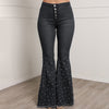 861 Jeans Women 2022 Summer Casual Unique Embroidered Flares Elastic Denim Pants Female Streetwear Button Trousers