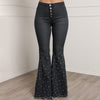 861 Jeans Women 2022 Summer Casual Unique Embroidered Flares Elastic Denim Pants Female Streetwear Button Trousers