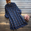 8753 Spring Women Long Shirt Japan Style Literary Turndown Collar Print Cotton Long Sleeve Loose Blouse Women