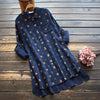 8753 Spring Women Long Shirt Japan Style Literary Turndown Collar Print Cotton Long Sleeve Loose Blouse Women