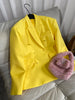 9.16 GuliChic Women Simple Yellow Loose Double Breasted Long Sleeve Shoulder Pads Casual Midi Blazer