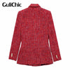 9.29 GuliChic Women Elegant Textured Double Breasted Long Sleeve Loose Blazer