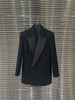 9.7 KlasonBell Black Temperament Double Breasted Shoulder Pads Collect Waist Midi Blazer Women