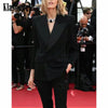 9.7 KlasonBell Black Temperament Double Breasted Shoulder Pads Collect Waist Midi Blazer Women
