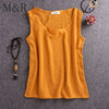 9 Candy Color Solid Cotton Linen Women Tank Top Summer Casual Sleeveless Camisole Vest Kawaii Slim Cute Tanks Tops Camis B076