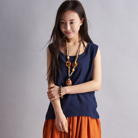 9 Candy Color Solid Cotton Linen Women Tank Top Summer Casual Sleeveless Camisole Vest Kawaii Slim Cute Tanks Tops Camis B076