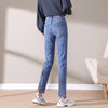 9003 Spring Women Casual Slim Jeans Solid Light Blue Zipper Fly Button Patchwork Pockets High Waist Office Lady Popular