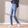 9003 Spring Women Casual Slim Jeans Solid Light Blue Zipper Fly Button Patchwork Pockets High Waist Office Lady Popular
