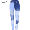90s Color Block Boyfriend Skinny Jeans For Women Streetwear Black Blue Contrast Stitch High Waisted Pencil Pants Denim Trousers