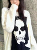90s Emo Y2k Aesthetic Cashmere Sweater Women Men Skull Jacquard Loose Pullover Harajuku Grunge Knitted Jumper Gothic Streetwears