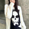 90s Emo Y2k Aesthetic Cashmere Sweater Women Men Skull Jacquard Loose Pullover Harajuku Grunge Knitted Jumper Gothic Streetwears