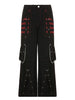 90s Emo Y2k Pants Hip Hop Jeans Retro Women Chain Stripe Gauze Patchwork Wide Leg Kpop Loose Baggy Pants Streetwear Alt Trousers