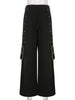 90s Emo Y2k Pants Hip Hop Jeans Retro Women Chain Stripe Gauze Patchwork Wide Leg Kpop Loose Baggy Pants Streetwear Alt Trousers