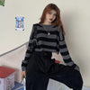90s Harajuku Cropped Sweater Sexy Tops Women Black White Striped Pullover Knitted Sweater Women Korean Jumper Y2K  Goth