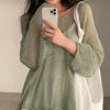 90s Loose Mesh Sweater Pullover Women's Jumper Korean Knitted Tops Summer Hip Hop Pull Hollow Out Sexy Casual Streetwear