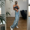 90s Vintage Mid-Waist Jeans Pant Mom Wide Leg Denim Pants Lady Harajuku Blue Straight Pants E-girl Women Streetwear