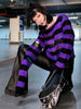 90s Women Y2K Emo Striped Cropped Sweater Grunge Gothic Punk Tops Hollow Out Female Dark Academia Goth Aesthetic Pullover Jumper