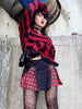 90s Women Y2K Emo Striped Cropped Sweater Grunge Gothic Punk Tops Hollow Out Female Dark Academia Goth Aesthetic Pullover Jumper
