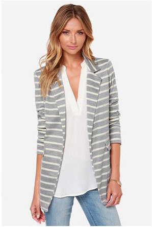 A Forever Autumn Boyfriend Style Women Cotton Blazer Striped Casual Blazers And Jackets Suit Fashion Blazer Outerwear AFF375