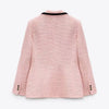 A GIRLS Fall  women's wear European and American style pink stitching slim fit all-match suit jacket