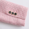 A GIRLS Fall  women's wear European and American style pink stitching slim fit all-match suit jacket