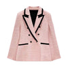 A GIRLS Fall  women's wear European and American style pink stitching slim fit all-match suit jacket