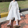 A-line Dress Women Solid Peter Pan Collar Autumn Student Long Sleeve Simple College Feminino Vestidos Ulzzang Loose Chic