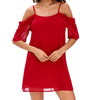 A summer dress with thin shoulder-straps ,Twelve different Solid Color half sleeved Chiffon dress six size sell like hot cakes