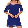 A summer dress with thin shoulder-straps ,Twelve different Solid Color half sleeved Chiffon dress six size sell like hot cakes