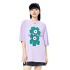A21 Purple 2023 Summer Loose T Shirts for Women Cotton Casual O Neck Half Sleeve Female Classic Floral Print Tops Tees