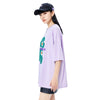 A21 Purple 2023 Summer Loose T Shirts for Women Cotton Casual O Neck Half Sleeve Female Classic Floral Print Tops Tees